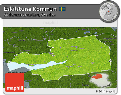 Physical 3D Map of Eskilstuna Kommun, darken
