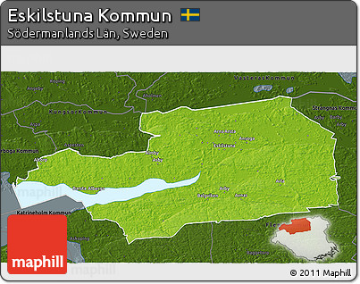 Physical 3D Map of Eskilstuna Kommun, darken