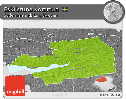 Physical 3D Map of Eskilstuna Kommun, desaturated
