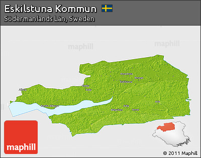 Physical 3D Map of Eskilstuna Kommun, single color outside