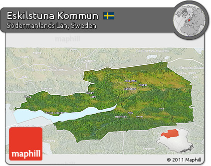 Satellite 3D Map of Eskilstuna Kommun, lighten