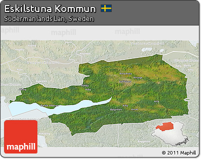 Satellite 3D Map of Eskilstuna Kommun, lighten