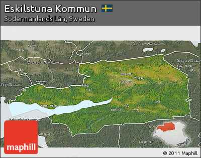 Satellite 3D Map of Eskilstuna Kommun, semi-desaturated