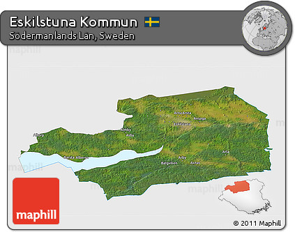 Satellite 3D Map of Eskilstuna Kommun, single color outside