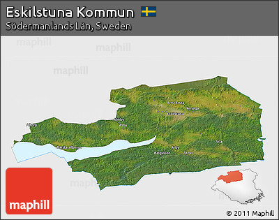 Satellite 3D Map of Eskilstuna Kommun, single color outside