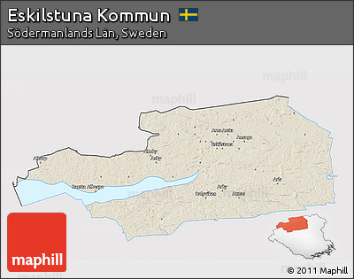Shaded Relief 3D Map of Eskilstuna Kommun, single color outside