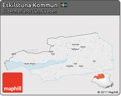 Silver Style 3D Map of Eskilstuna Kommun, single color outside