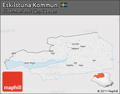 Silver Style 3D Map of Eskilstuna Kommun, single color outside
