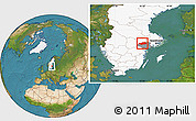 Satellite Location Map of Eskilstuna Kommun, highlighted country, highlighted parent region