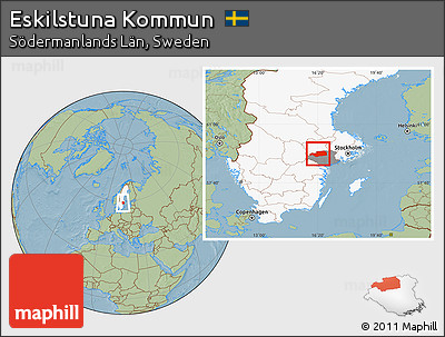 Savanna Style Location Map of Eskilstuna Kommun, highlighted country, highlighted parent region, hill shading