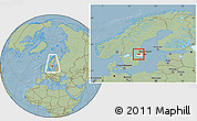 Savanna Style Location Map of Eskilstuna Kommun, highlighted parent region, within the entire country, hill shading