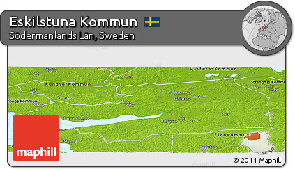 Physical Panoramic Map of Eskilstuna Kommun