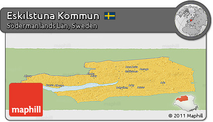 Savanna Style Panoramic Map of Eskilstuna Kommun, single color outside
