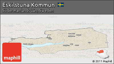 Shaded Relief Panoramic Map of Eskilstuna Kommun, lighten