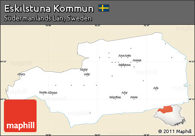 Classic Style Simple Map of Eskilstuna Kommun, single color outside