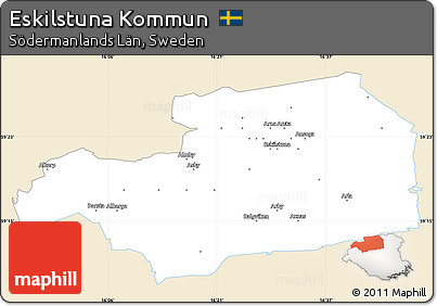 Classic Style Simple Map of Eskilstuna Kommun, single color outside