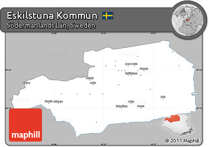 Gray Simple Map of Eskilstuna Kommun, single color outside