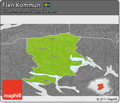Physical 3D Map of Flen Kommun, desaturated