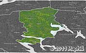Satellite 3D Map of Flen Kommun, desaturated