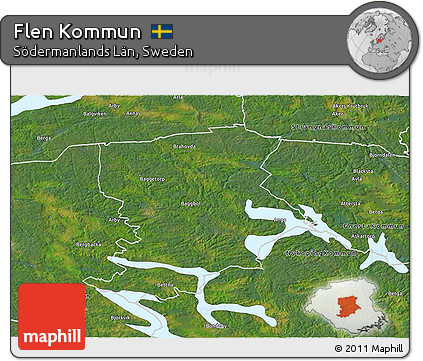 Satellite 3D Map of Flen Kommun