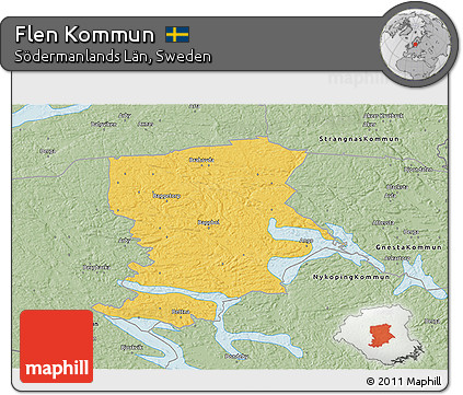 Savanna Style 3D Map of Flen Kommun