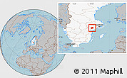 Gray Location Map of Flen Kommun, highlighted country, hill shading