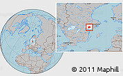 Gray Location Map of Flen Kommun, highlighted parent region, hill shading