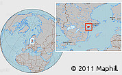 Gray Location Map of Flen Kommun, hill shading