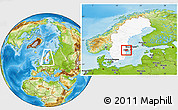 Physical Location Map of Flen Kommun, highlighted country, highlighted parent region, within the entire country