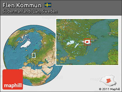 Satellite Location Map of Flen Kommun, highlighted parent region