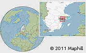 Savanna Style Location Map of Flen Kommun, highlighted country, highlighted parent region, hill shading