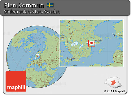 Savanna Style Location Map of Flen Kommun, highlighted parent region