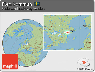 Savanna Style Location Map of Flen Kommun, highlighted parent region