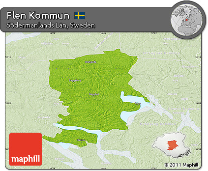 Physical Map of Flen Kommun, lighten