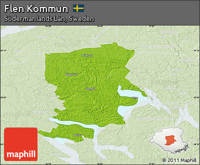 Physical Map of Flen Kommun, lighten