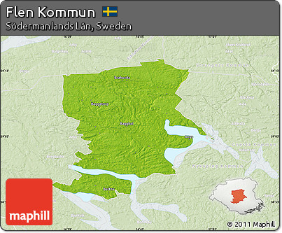 Physical Map of Flen Kommun, lighten