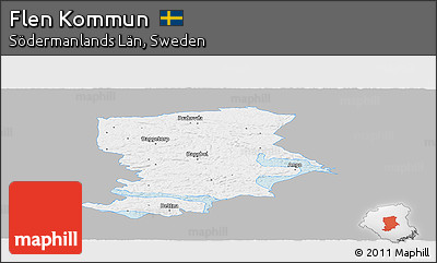 Gray Panoramic Map of Flen Kommun, single color outside