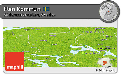 Physical Panoramic Map of Flen Kommun