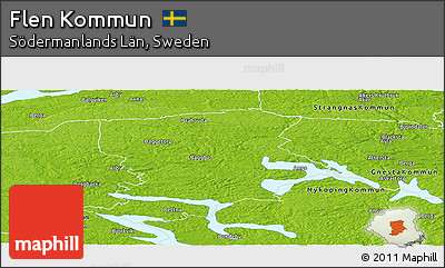 Physical Panoramic Map of Flen Kommun