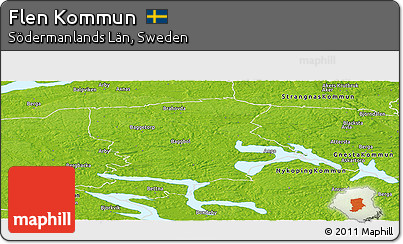 Physical Panoramic Map of Flen Kommun