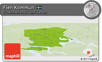 Physical Panoramic Map of Flen Kommun, lighten