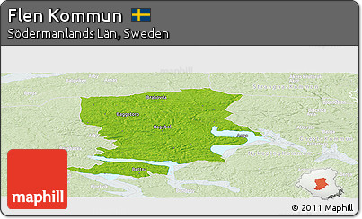 Physical Panoramic Map of Flen Kommun, lighten