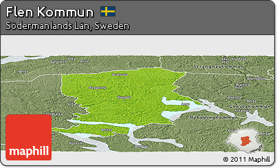 Physical Panoramic Map of Flen Kommun, semi-desaturated