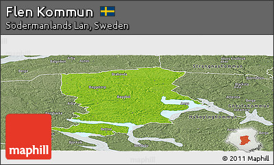 Physical Panoramic Map of Flen Kommun, semi-desaturated