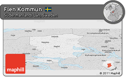 Silver Style Panoramic Map of Flen Kommun