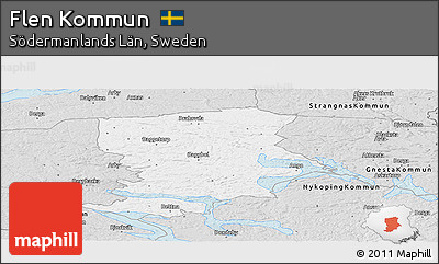 Silver Style Panoramic Map of Flen Kommun