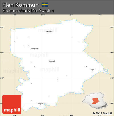 Classic Style Simple Map of Flen Kommun, single color outside