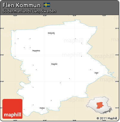 Classic Style Simple Map of Flen Kommun, single color outside