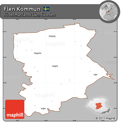 Gray Simple Map of Flen Kommun, cropped outside