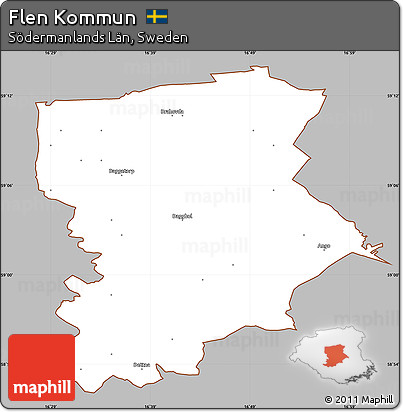 Gray Simple Map of Flen Kommun, cropped outside